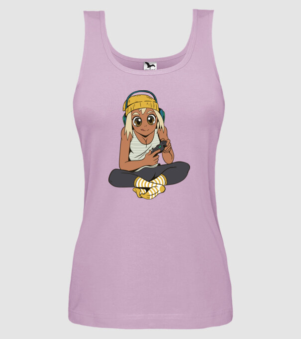 Fată Gamer model liliachiu pe tricou