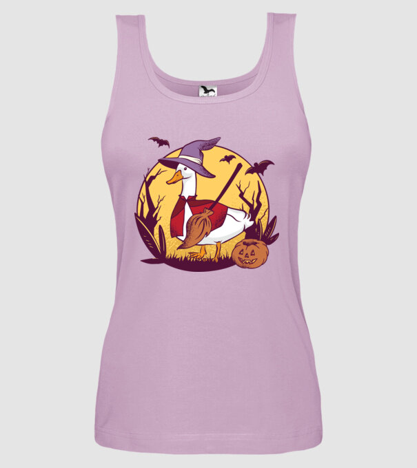 Gâscă Halloween model liliachiu pe tricou