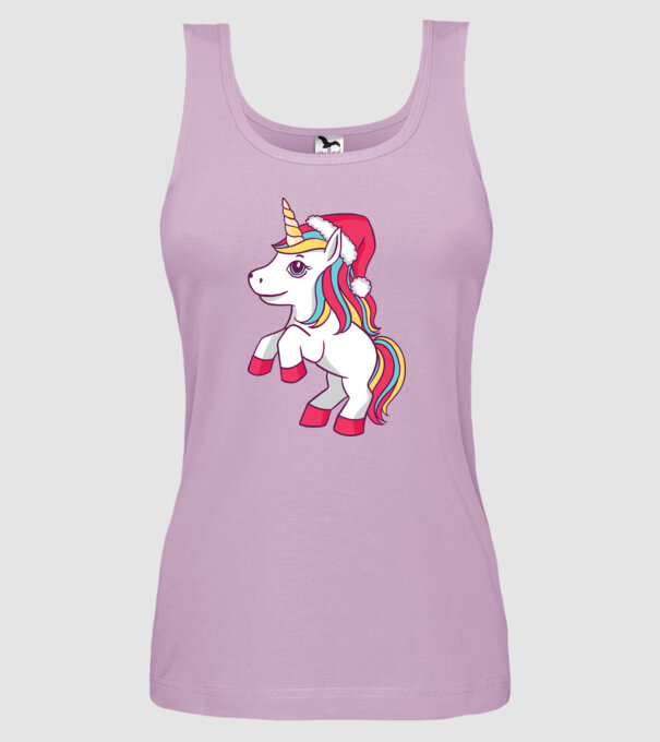 Unicorn de Crăciun model liliachiu pe tricou