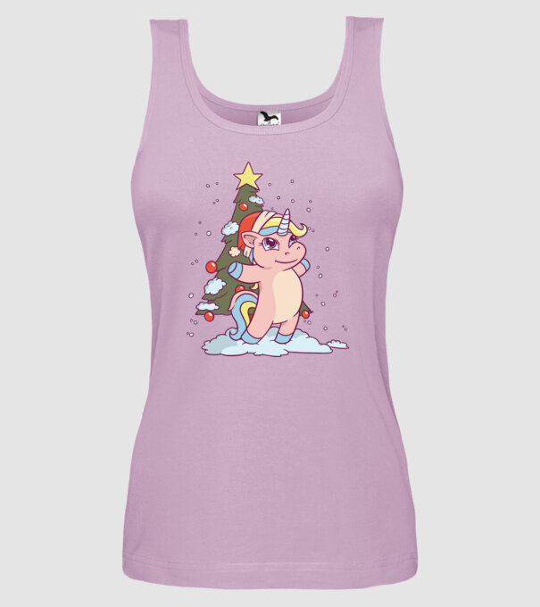 Unicorn de Crăciun model liliachiu pe tricou