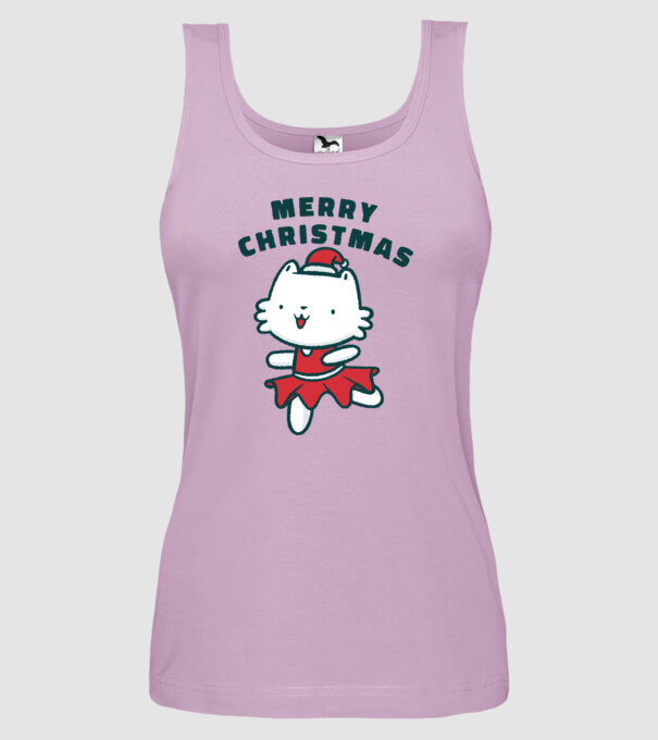 Pisică Merry Christmas model liliachiu pe tricou