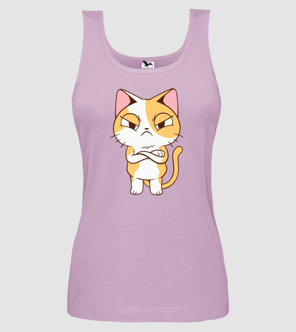 Pisică supărată model liliachiu pe tricou