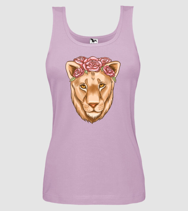 Doamnă leu model liliachiu pe tricou
