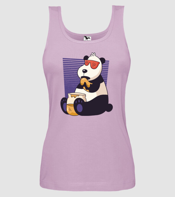 Panda cu miere model liliachiu pe tricou