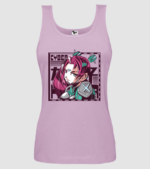 Anime fată Sci-fi model liliachiu pe tricou