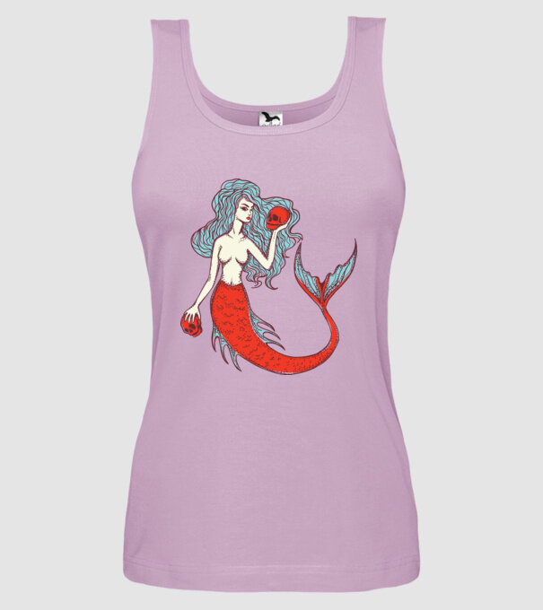 Sirenă cu craniu model liliachiu pe tricou