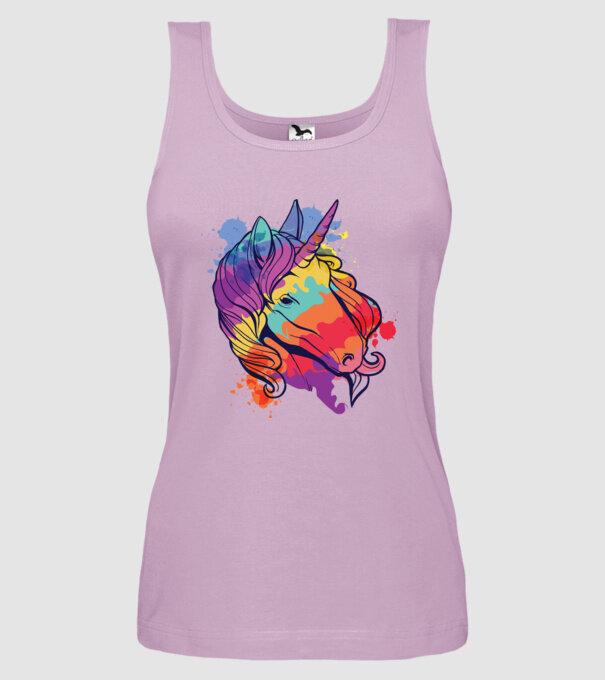Curcubeu colorat Unicorn tricou model liliachiu pe tricou