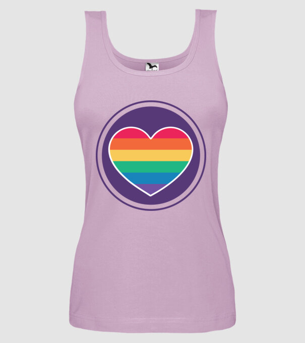 Inimă curcubeu model liliachiu pe tricou