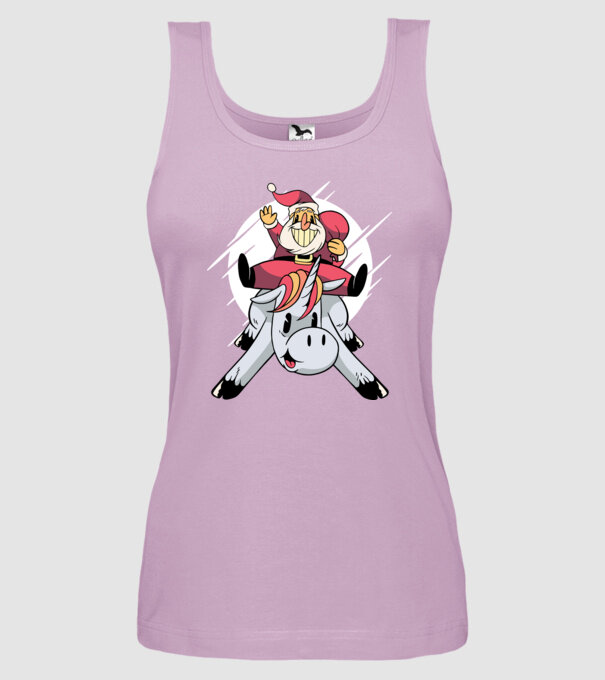 Moș Crăciun pe unicorn model liliachiu pe tricou