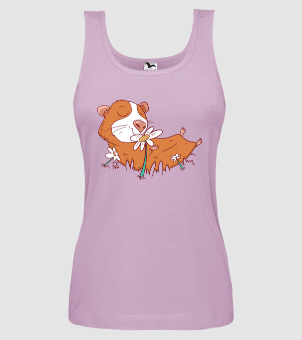Porcușor de Guineea pe câmp model liliachiu pe tricou