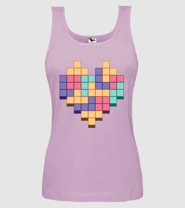 Inimă Tetris model liliachiu pe tricou