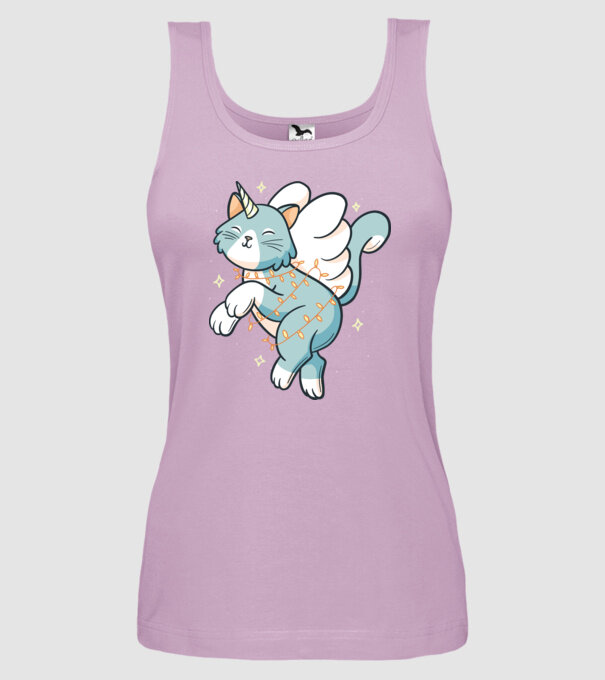 Pisică Unicorn model liliachiu pe tricou