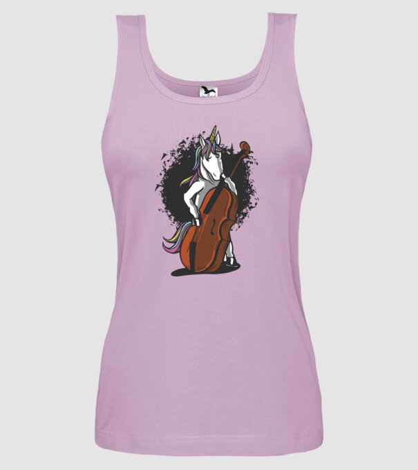 Unicorn cu violoncel model liliachiu pe tricou