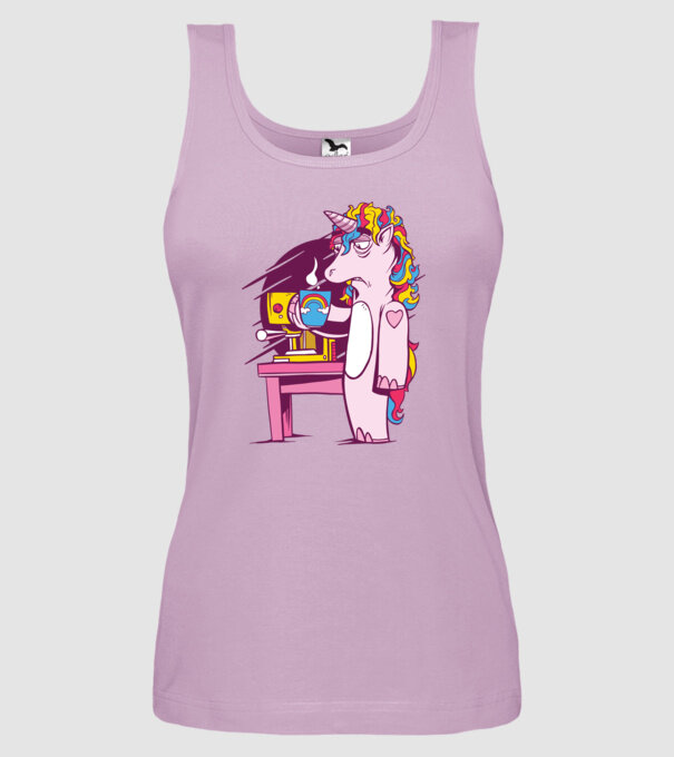 Unicorn Cafea model liliachiu pe tricou