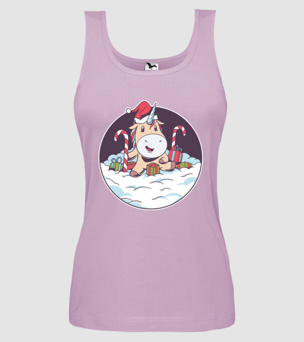 Unicorn Moș Crăciun cu cadouri model liliachiu pe tricou