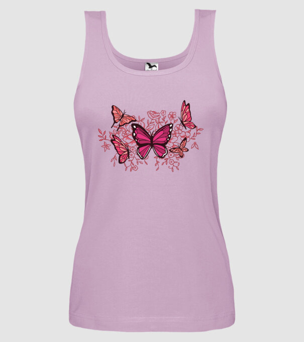 Fluturi cu flori model liliachiu pe tricou