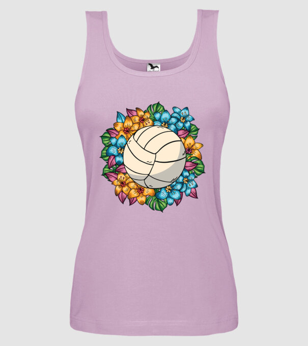 Minge de volei cu flori model liliachiu pe tricou