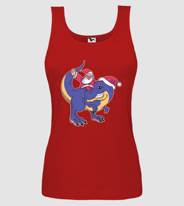 Santasaurus Moș Crăciun pe dinozaur model roșu pe tricou