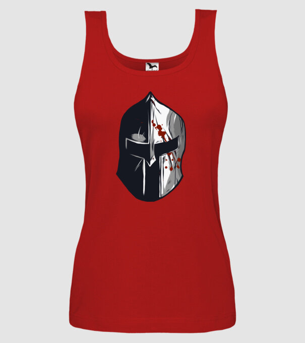 Cască războinic Sparta model roșu pe tricou