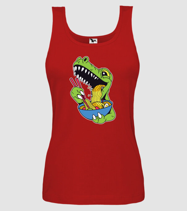 T-rex Ramen model roșu pe tricou