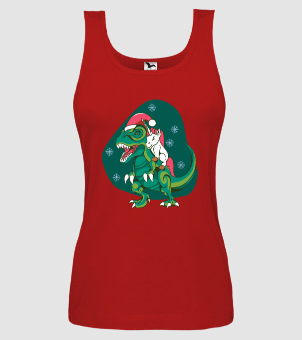 T-rex unicorn Crăciun model roșu pe tricou