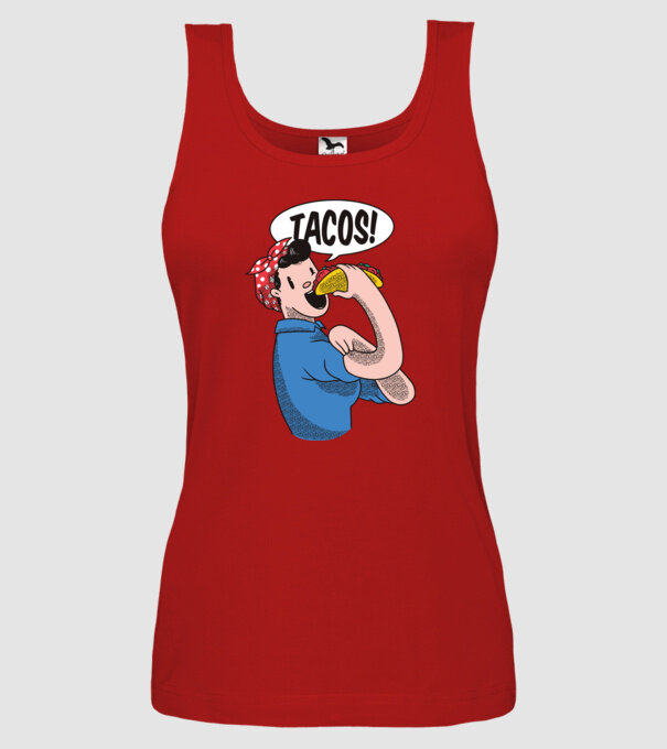 Tacos feminism model roșu pe tricou