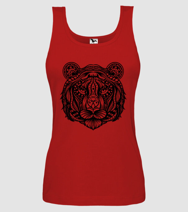 Tigru Mandala model roșu pe tricou