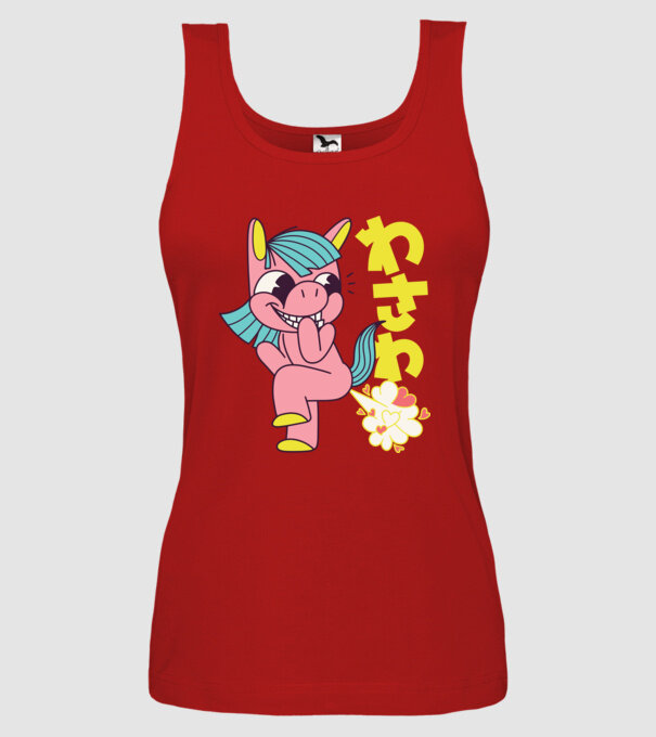 Bășică Unicorn model roșu pe tricou