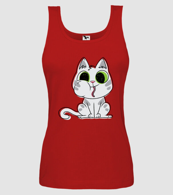 Pisicuță amuzantă model roșu pe tricou