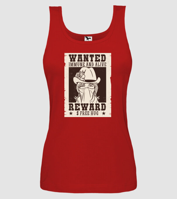 Afiș Wanted - Îmbrățișări gratuite model roșu pe tricou
