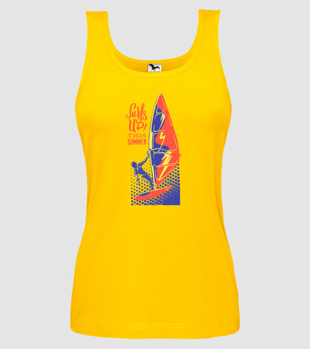Surfs up this summer model galben pe tricou