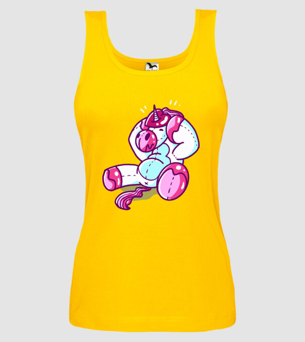 Unicorn cu inimă încornorată model galben pe tricou