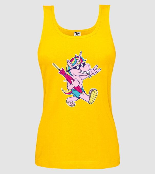 Unicorn În vacanță model galben pe tricou