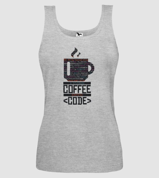 Transform cafeaua în cod - tricou programator model gri pe tricou