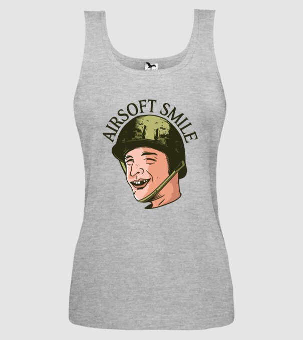 Zâmbet Airsoft model gri pe tricou