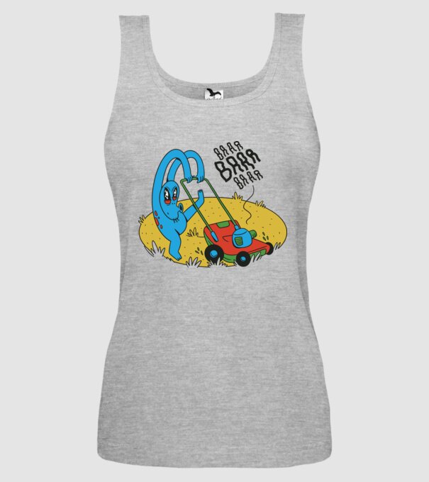 Alien cu Mașină de tuns iarba model gri pe tricou
