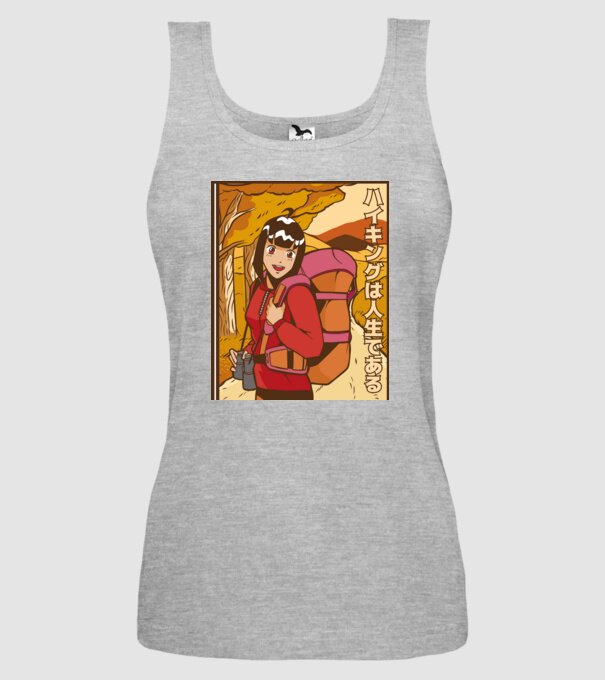 Anime fată Excursionistă model gri pe tricou