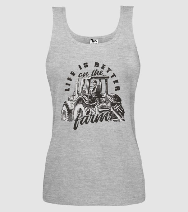 Viața este mai bună la fermă cu tractor model gri pe tricou