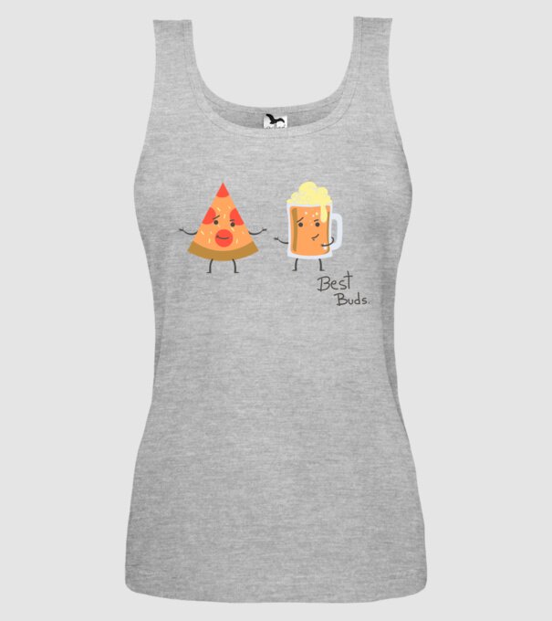 Best Buds - Pizza + Beer model gri pe tricou
