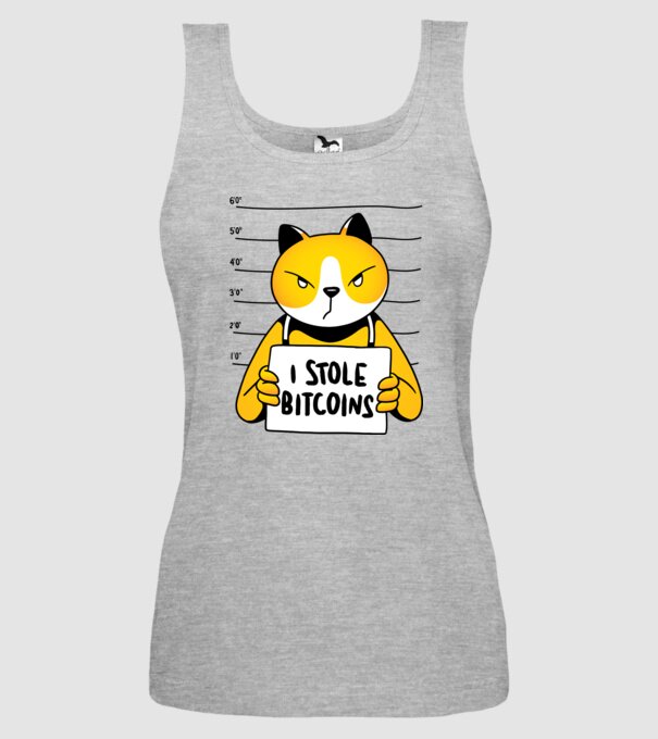Pisică hoață Bitcoin model gri pe tricou