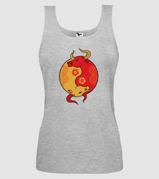 Bivol Yin Yang model gri pe tricou