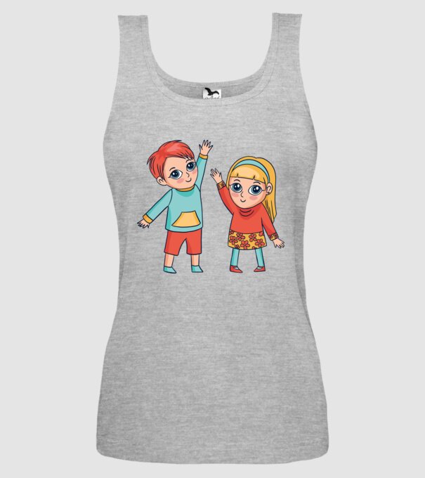 Copii fericiți model gri pe tricou