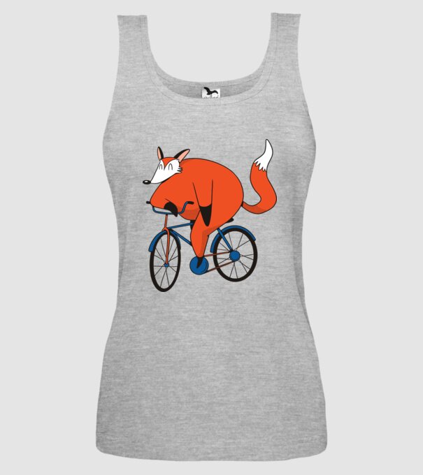 Vulpe cu bicicletă model gri pe tricou
