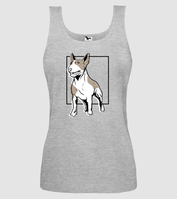 Tricou cu Câine Bull Terrier model gri pe tricou