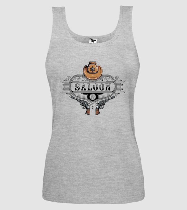 Cowboy saloon western model gri pe tricou