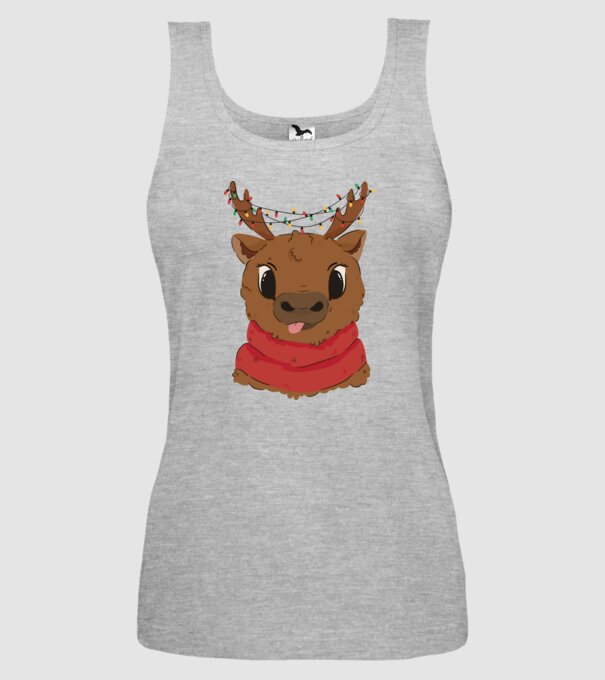 Ren drăguț de Crăciun model gri pe tricou