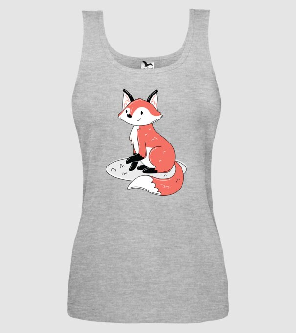 Vulpe drăguță model gri pe tricou