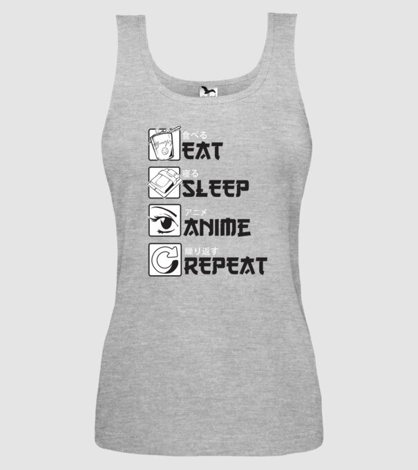 Eat Sleep Anime Repeat model gri pe tricou