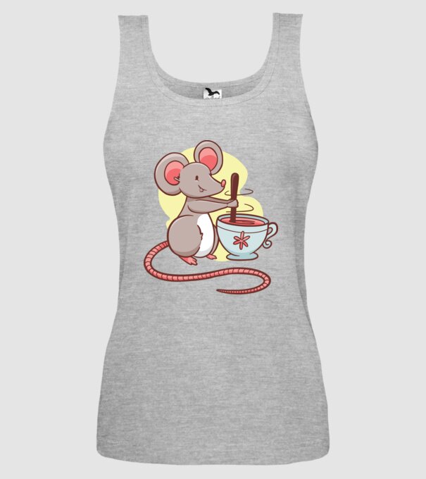 Șoarece cu ceai model gri pe tricou