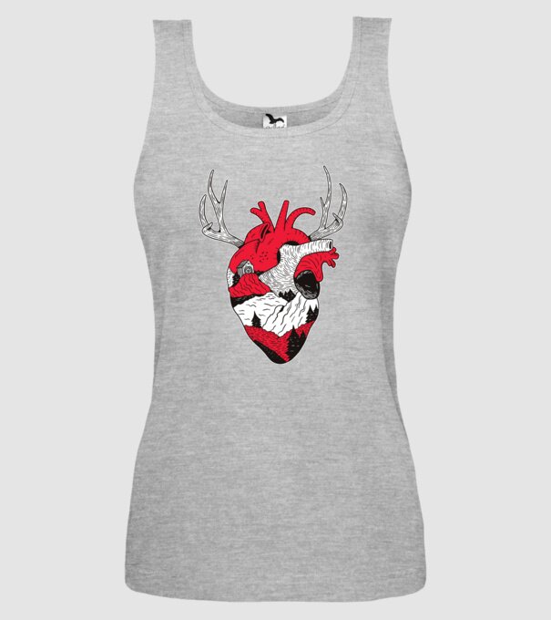 Inimă pădure model gri pe tricou